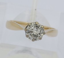 ♦♦ 1 ct Solitär Ring in 14 kt 14k 585 er Gelb Gold Silber mit Brillant Diamant