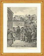 Die Musikerbörse in München A. Brunner Bayern Instrumente Trog Holzstich E 9140