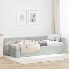 Eckbettgestell Sonstiges mit Kopfteil Samt und engineered Holz Eckbett vidaXL