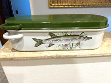 Fischkochtopf/Gemüse Emaille Handbemalt top Zustand