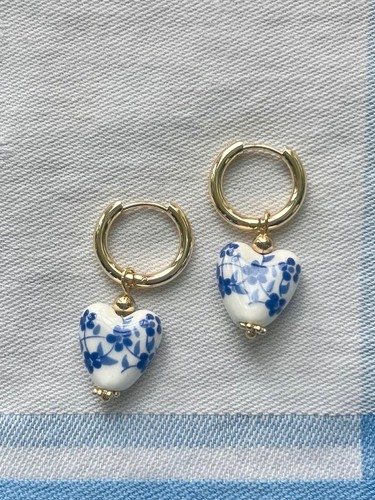 Vergoldete blau weiße herz - blau,