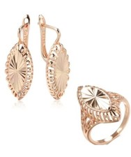 Damen Schmuck Set 585  Roségold Plattiert ,Ohrringe,Ring,neu54,55,57(7,8,10)