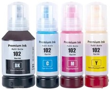 4x Tinte für EPSON 102 ET-2750 ET-2751 ET-2756 ET-2851 ET-2856 ET-3850 ET-4850