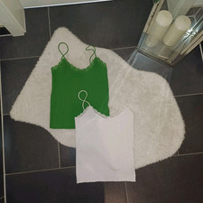 Neu Set trägershirt 34 36 36 38 tanktop grün Spitze weiß Top Zustand