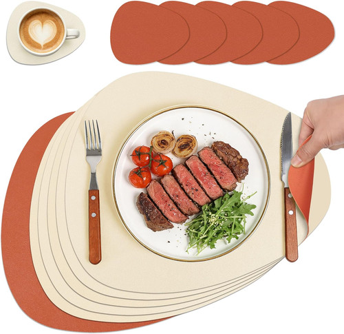 6er set tischsets leder imitat - tischsets, leder-imitat