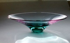 Glas Schale Czechoslovakia Miroslav Klinger, Zelezny Brod Sklo ZBS Bohemia 1960s