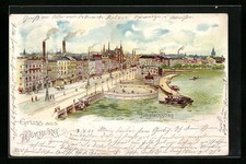 Lithographie Hamburg-Neustadt, Uferpartie mit Jungfernstieg 1901 