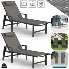 2x Sonnenliege Aluminium Gartenliege 200KG & Rollen Relaxliege wetterfest ☀️