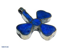 afghan nomaden Kette Glücksbringer amulett Kleeblatt anhänger Lapis Neusilber -S