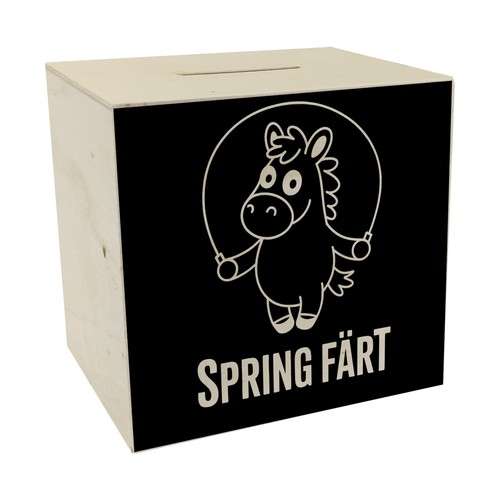Spring färt spardose aus - spring, holz