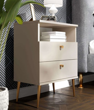 HOME AFFAIRE Nachttisch Elyria, Metallgriffe 2 SK 50/34/69cm  beige / gold