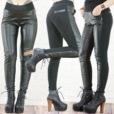 Damen Hose Lederoptik SEXY Damenhose Lederhose Lederimitat Leggings XS S M L A18