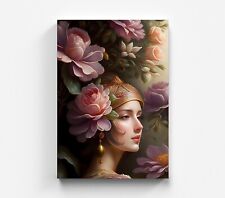 Maschen Leinwandbild Frau Blumen Abstrakt Wandbild Leinwand Kunst Museum Art