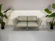 Brühl Roro Small Designer Leder Grau Sofa Hocker Schlafsofa Couch