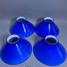 1x Lampenschirm Glas Ersatzglas Schusterschirm blau indigo Kegelförmig