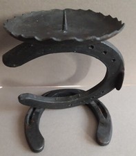 Kerzenhalter Metall schwarz Hufeisenform Kerzenständer Handarbeit