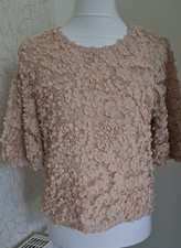 Damen Shirt Bluse Taifun beige doppellagigGr. 38 Spitze Blumen Halbarm