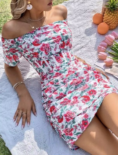 Off shoulder blumenkleid rosa - off-shoulder,