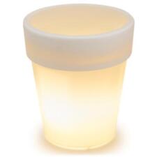 LED Solar Blumentopf weiß 3 LED warmweiß 19x17 cm Pflanzkübel Blumenkübel