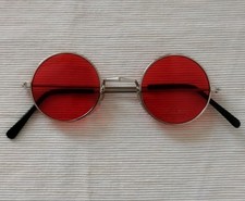 Sonnenbrille Rot John Lennon Stil - Retro Rund UV-Schutz Unisex Metallrahmen neu