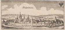 Heidelsheim b. Bruchsal Original Kupferstich Merian 1645