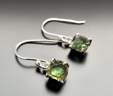 Unikat 925 Sterling Silber Ohrringe seltener grüner Apatit Edelstein Echtschmuck