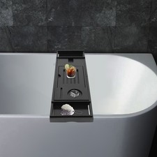 Badewannen Brett Ablage Bambus Wannen Brücke Auflage Tablett Regal Schwarz 