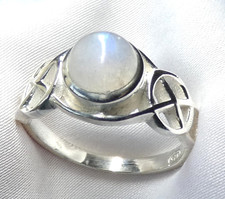 ? Gr.55 (17,5) Mondstein Ring 925 Silber • Sonnenrad / Radkreuz Design Unikat?