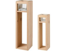 LIVARNO home Windlichtsäulen Kerzenhalter 2er-Set aus massivem Fichtenholz