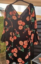 Kleid M schwarz Blumen