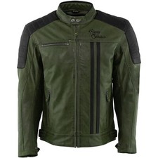 Herren Motorrad Leder Jacke 4XL (128cm) - Rusty Stitches Cooper - grün-schwarz