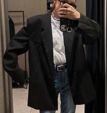 ZARA SCHWARZER OVERSIZED ZWEIREIHIGER BOYFRIEND LONG BLAZER JACKE BLOGGER FAVORIT