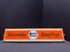 Wella - Dauerwellen / Haarpflege Emailschild -  44 x 10 cm - D um 1950/55