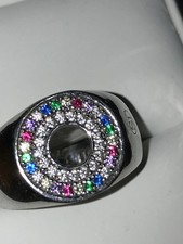 Größer Damen Ring 925 Sterlingsilber Rhodiniert Multicolor Zirkonia Luxusschmuck