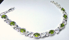Armband 925 Silber massiv mit fac. Peridot Olivin Navetten ca 14 g NEU UNIKAT