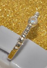 massiv Sterling Silber 925 zierlicher Beisteckring mit Mondstein weiß/bläulich