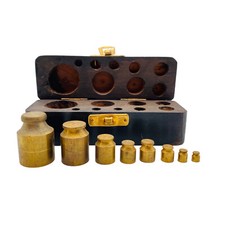 Alte Gewichte Waage 1g 2g 5g 10g 20g 50g 100g Messing Holz Box 30er 40er 50er