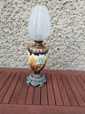 Grosse Antike Petroleumlampe Majolika, Tischlampe.
