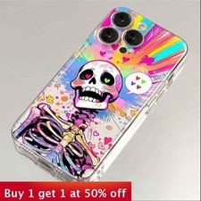 For iPhone 16 Pro Max 15 14 13 12 11 8 7 XR Phone Cover Love Skull Creative Cool