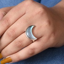 Waning Crescent Moon Ring With
