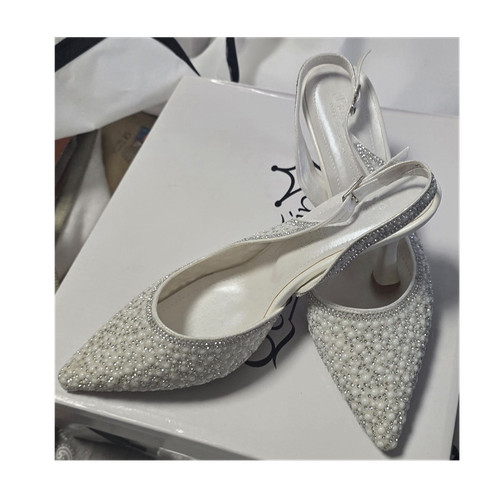 Weiße slingback brautschuhe - weiße, slingback-brautschuhe