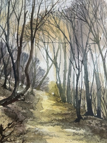 Original aquarell winterbäume - original,