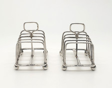 Paar Art Deco Sterling Silber Toast Toaster Gestelle Martin Hall & Co 1925