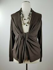 Asymmetrisch Damen Cape Umhang Überwurf Cardigan braun feinstrick Gr. D 44 46