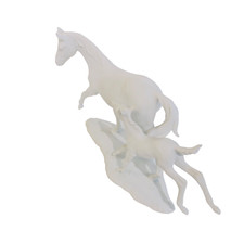 AK Kaiser Porzellan Figur 403 Pferdegruppe Stute mit Fohlen Pferd 18 x 30 cm