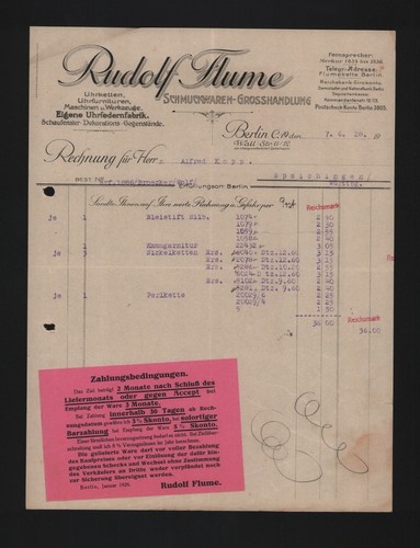 Berlin rechnung 1928 rudolf - 1928,,