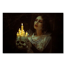 Postereck 3342 Poster Leinwand Vampir, Model Gothic Kunst Kerzen Horror Frau