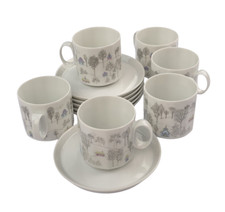 6x KaffeeTasse Untertasse Winterreise Rosenthal Polygon Wirkkala Künstlerstempel
