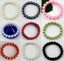 Glaswachs-Perlen-Armband 1 Stück 19 cm- 23 cm mit Gummizug Neu P. Ø 6,8,10,12 mm