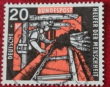 1957 Deutsche Bundespost gestempelt 20+10Pfennig Bergmann am Kohlehobel